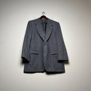 VTG TownCraft Houndstooth Wool Blazer Sport Coat Jacket Men 42L White Preppy 90s